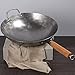 COUNER Traditional Carbon Steel Wok, Hand Hammered Wok Pan with Wooden and Steel Helper Handle, Chinese Woks and Stir Fry Pans (Classic pattern-14