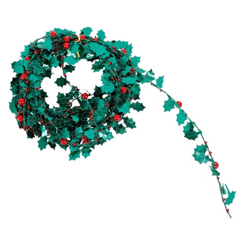 GOOHOCHY Green Leaf Christmas Decorations 5m Tinsel Wire Garland Holiday DIY Craft