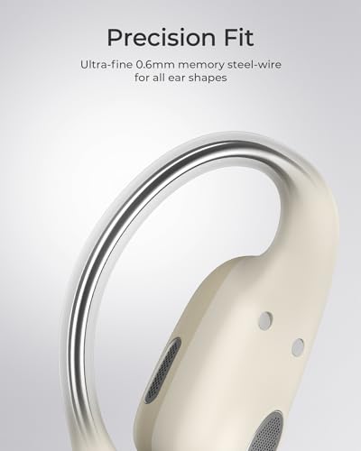 Image of Lytmi CozyFit Open Ear Headphones, 0.23oz Ultra-Light Comfortable Wireless Earbuds, 0.6mm Thinnest Earhooks, Bluetooth 5.4, Clear Audio, 30 HRS Playtime, IPX5 Waterproof Earphones with Mic (Skin Tone)