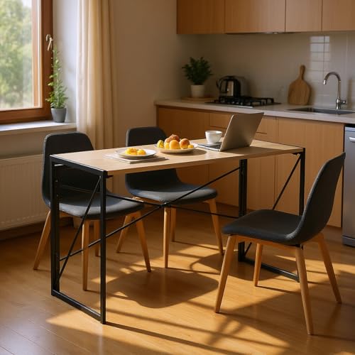 FurnitureR Table à Manger Pliante, Table Pliante Cuisine Rectangulaire, Idéal pour Les Repas et Le Travail dans Les Petits Espaces, Cadre en MDF et Métal, Pas de Montage Nécessaire, 100x50x75cm, Oak