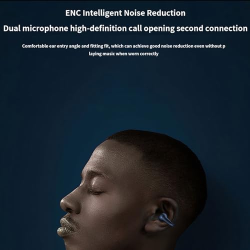 Image of Open-Ear Wireless Headphones Bluetooth Clip On Mini Earbuds Charging Case Ear Buds Sports Bone Conduction Headphones Earphones for Workout Driving Walking (Black)