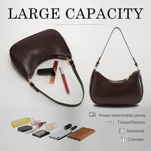 Shoulder Bag for Women Y2K Trendy Hobo Handbags Purse Vegan Leather Clutch Handbag with 2 Adjustable Removable Straps (Dark brown) by Neywry - Used condition - Image 7