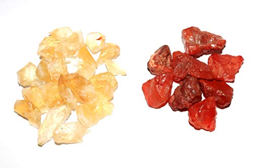 Image of R.R. SHEIKH GEMS Natural Rough Healing Crystal Gemstones Combo: Citrine And Carnelian Stones