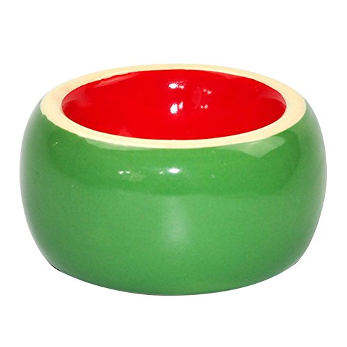Hamster Food Bowl Ceramic Prevent Being Tipped Over Small Animal Water Dish for Guinea Pig Rodent Gerbil Cavy Hedgehog Feeding Bowl (Watermelon)