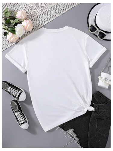 SweatyRocks Girl's Cartoon Print T Shirt Letter Print Short Sleeve Crew Neck Summer Casual Tees2