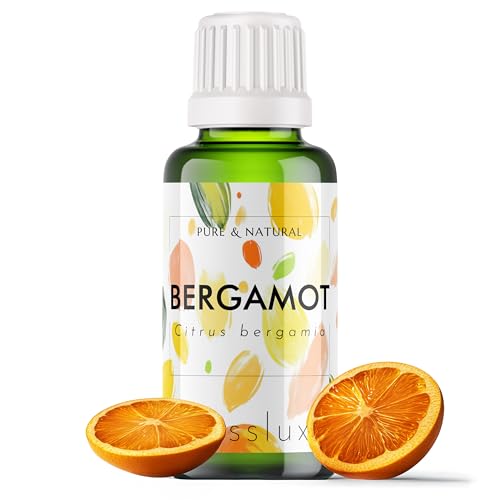 Image of Esslux Bergamot Essential Oil for Diffuser & Skin | 100% Natural Bergamot Oil for Hair, Aromatherapy, Shampoo & Soap Making | Uplifting Citrus Scent for a Refreshing Experience, 30 ML