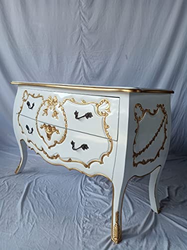 Kunibert Louises Royal antique Louis XIV Meuble style baroque rococo Commode buffet Couleur : blanc et doré Largeur 124 cm