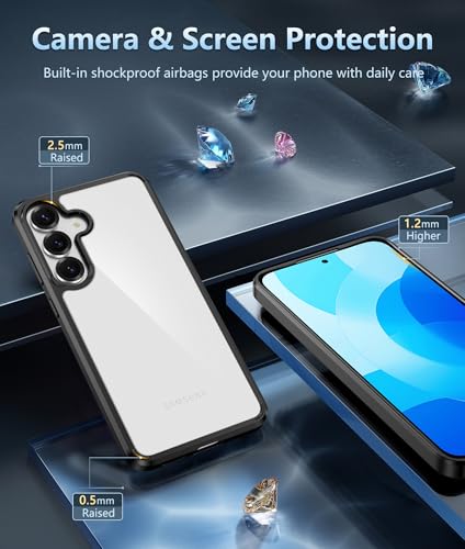 Image of FNTCASE for Samsung Galaxy S25-FE Case: for Samsung Galaxy S25 FE Clear Military Grade Drop Protection Anti Yellowing Cell Phone Cover - Rugged Shockproof Protective Bumper Transparent Phonecase