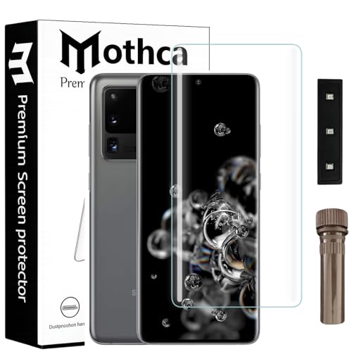 Image of Mothca Curved UV Tempered Glass Screen Protector for Samsung Galaxy S20 Ultra | HD Clear | Full Screen Coverage | Pack of 1