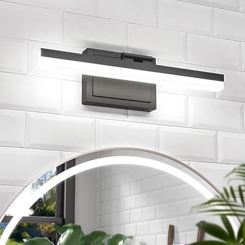 Image of VOLISUN Modern Bathroom Vanity Light 15.7 inch, 20W Dimmable 5CCT Led Bathroom Light Fixture Over Mirror, Black Bar Vanity Light for Bathrooms Mirror Cabinets Bedroom-ETL Certificated
