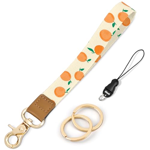 Knagsfa Wristlet Keychain, Cute Wrist Lanyards for Keys Wrist Keychain Strap for Women Wallet, Phone, ID Badges, Orange