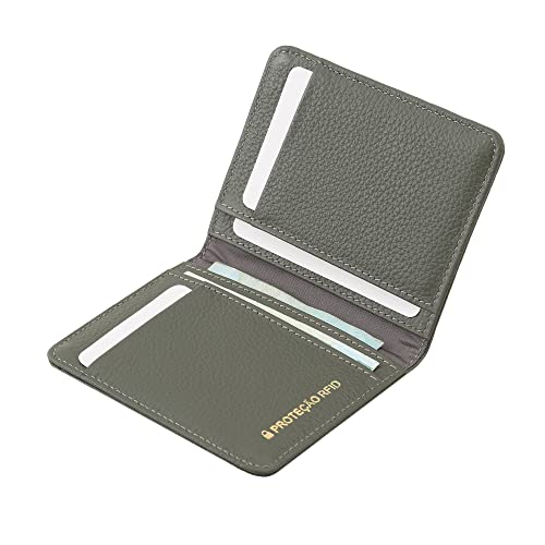 Carteira Masculina de Couro Bovino Legítimo com Proteção Antifurto RFID Couro50 661 (Army)