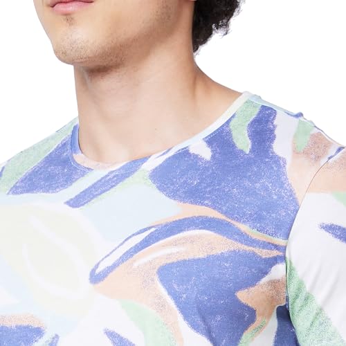 Image of Spykar Men's Slim Fit Round Neck Half Sleeve Printed Casual T-Shirt