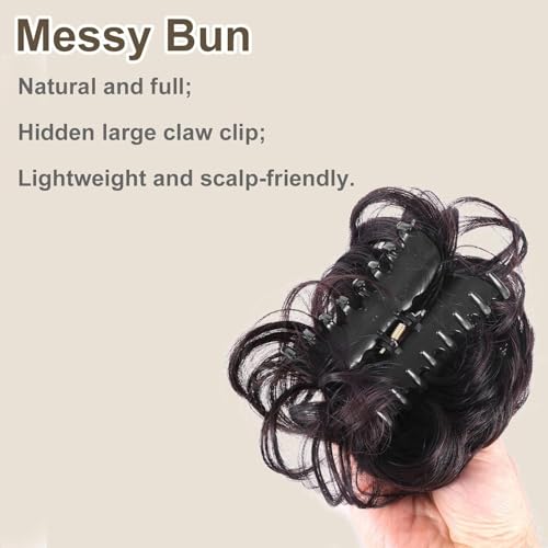 Image of Curated Cart Claw Clip Messy Bun Hair Piece Natural-Looking Hair Extension for Women and Girls Easy-To-Wear Volumizing Hair Bun Lightweight Synthetic Fiber Hairpiece for All Occasions Stylish Updo