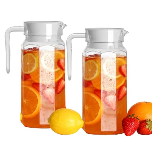 2 Pack Water Jug with Lid 0.8 L Transparent Juice Jug Acrylic Water Pitcher with Handle for Juice Iced Tea Lemonade
