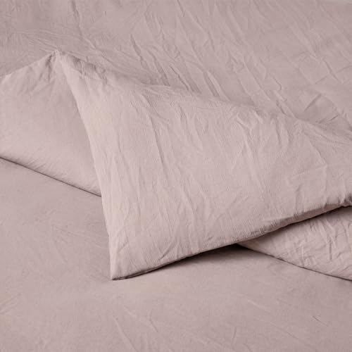 Image of Amazon Basics Brushed Microfiber Comforter Set, Extra Soft with Natural Texture, 3-Piece, Queen /Full, Purple, Oeko-TEX Certified, Warm