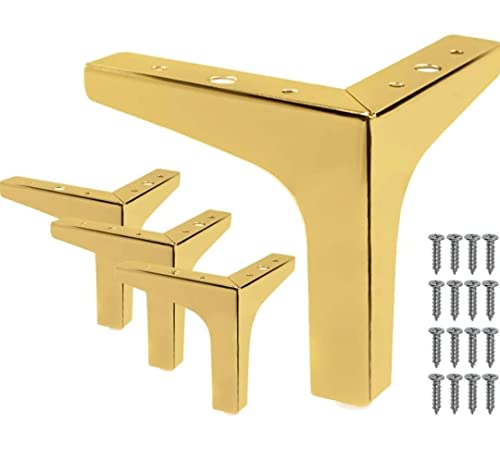Image of Aakash Decor Gold Finish Sofa Leg 3 Inches (Set of 4) - Metal Heavy Duty Furniture Leg for Home, Office Sofa Paya with Including Mounting Screw | Rustproof T- Shape Sofa Leg /Support Leg 10 cm