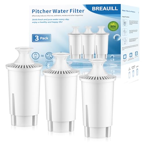 BREAUILL Water Filter Replacement for Pitcher Filtration Systems, NSF Certified, Water Filter Compatible with Classic OB03 & 107007 35557 Models,Water Pitcher Filter by BREAUILL (3 PCS)