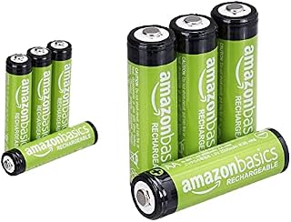 Amazon Basics AAA Pre-Charged Rechargeable Batteries 800 mAh / minimum: 750 mAh [Pack of 4] - Outer Jacket May Vary & AA Pre-Charged Rechargeable Batteries 2000 mAh