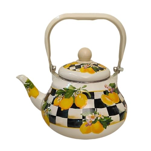 Théière en acier émaillé vintage 1.7L bouilloire émaillée pour cuisinière à gaz et induction
