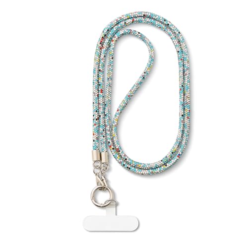 AOKSUNOVA Chaîne de téléphone portable avec clé scintillante, chaîne de téléphone colorée à suspendre, chaîne de téléphone universelle longue