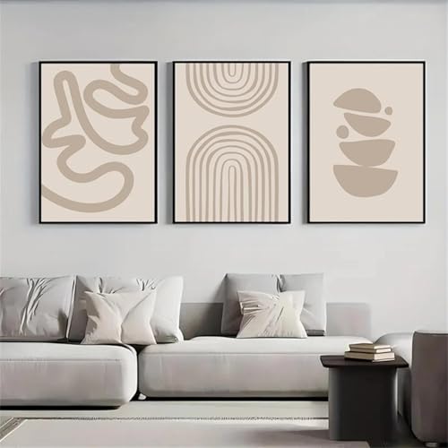 Peinture murale art abstrait beige affiche géométrique nordique