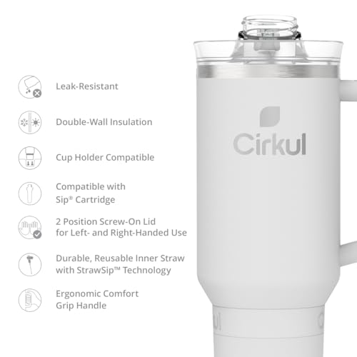 Image of Cirkul 40oz. Fog Stainless Steel Tumbler with Handle, All-Day StrawSip, Double-Wall Insulated