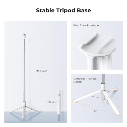 Image of K&F CONCEPT Auto Drop-Open Selfie Stick Tripod with Light, 70in