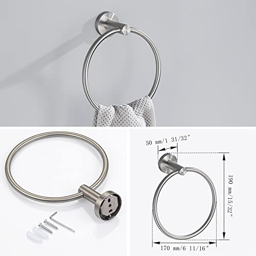 Lairuier Bathroom Hardware Set, 4-pieceTowel Bar Set Include Toilet Paper Holder,Towel Ring and 2 Towel Hooks Stainless Steel Wall Mounted Bathroom Hardware Accessories Set (Brushed Finish) - Thumbnail 3