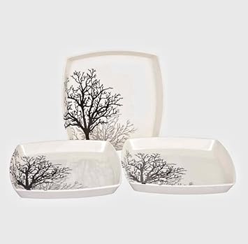 White Melamine Serving Tray Set of 3