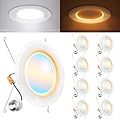 Sunco 8 Pack 6 Inch Recessed Light with Night Light, LED Can Lights Retrofit Lighting, 1000 LM, 12W, Selectable CCT 2700K/3000K/4000K/5000K/6000K, Dimmable, Damp Rated ETL.