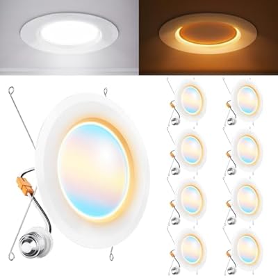Sunco 8 Pack 6 Inch Recessed Light with Night Light, LED Can Lights Retrofit Lighting, 1000 LM, 12W, Selectable CCT 2700K/3000K/4000K/5000K/6000K, Dimmable, Damp Rated ETL.