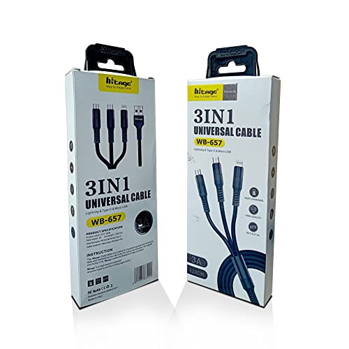 Image of Hitage WB657 3 in 1 Micro Data Cable Fast Charging Data Cable