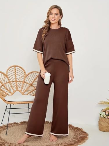 Image of TIGMA Women Casual Summer co ords Set Track Suit Oversized Top Baggy Pant,Top and Pajama Set