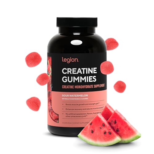 Legion Athletics Creatine Gummies for Women & Men - 5000mg - Sugar-Free - 90 Gummies - Sour Watermelon - Vegan-Friendly Creatine Monohydrate Supplement 1 Month Supply - Non-GMO & Gluten-Free