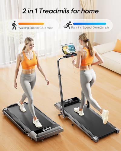 Image of Acezoe Walking Pad with 12% Incline & Height-Adjustable Handlebar, 5-in-1 Foldable Treadmill for Home & Office, Portable Under Desk Treadmill with LED Display & App Control