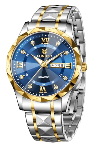 Image of LONGBO Zenith Diamond Analog Watch for Men Business Stainless Steel Watches Luxury Men's Wristwatch | Birthday Gift for Men | Gift for Husband | Gift for Brother