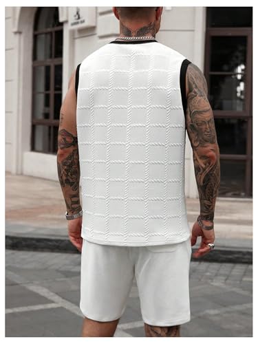 Men's Textured Tank Top Crew Neck Sleeveless Summer Tops Gym Muscle Shirts2