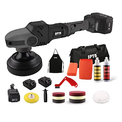 SPTA Buffer Polisher, 780W 5Inch & 6Inch Dual Action Random Orbital Car Polisher, 41pcs Car Detailing Kit with Polishing Pads, Sanding Papers, Wool Pads, Tool Bag for Car Polishing and Waxing