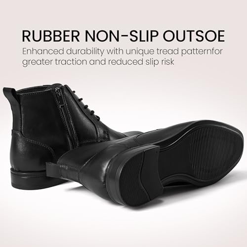 Image of Holy dove Men's Dress Boots Side Zipper Comfort Full-Grain Leather Business Office Cap Toe Oxford Short Ankle Boot