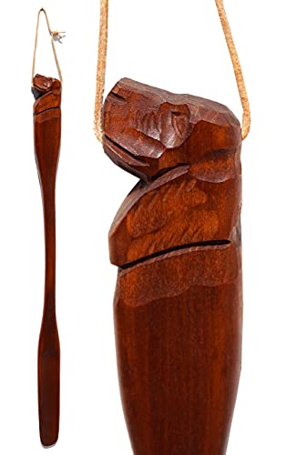 Schuhanzieher Schuhlöffel Holz Hund 70 cm XXL dunkelbraun | massiv Hundekopf Dackel Hundefigur gebeizt ergonomisch handgeschnitzt Cover