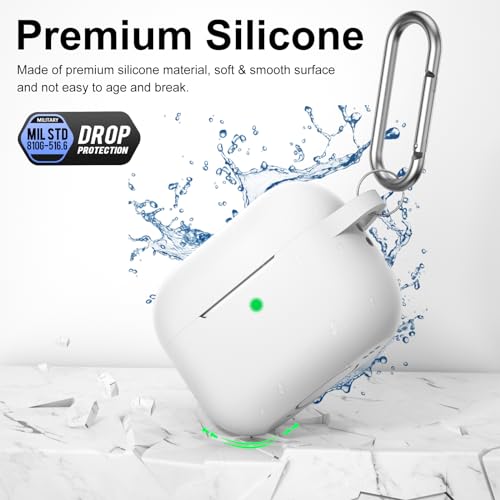 Image of for AirPods Pro 2nd 1st Generation Case Cover with Keychain, Protective Soft Silicone Skin Accessories for Apple AirPods Pro Charging Case 2022 /2019, Front LED Visible, White