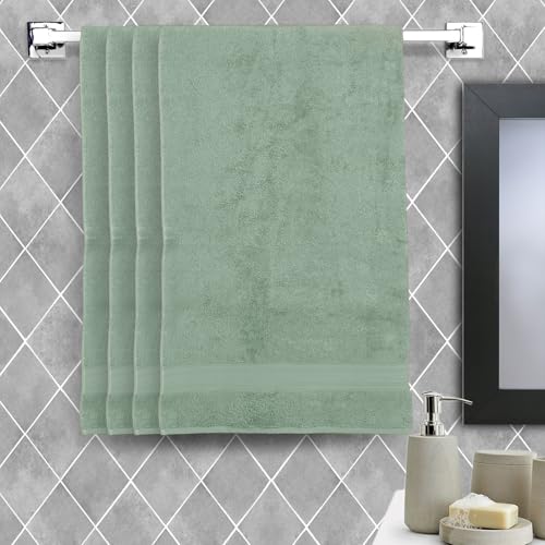 Image of Arvind 100% Cotton Towels for Bath | Towels for Bath Large Size | 500 GSM Bath Towel - Soft & Absorbent | 4 Piece Bath Towel for Men /Women | Urban Comfort | 70 cm x 140 cm - Aqua Green