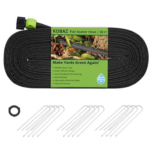 Garden Soaker Hose 50 FT Flat Soaker Sprinkler Hose for Gardening Drip System for Vegetable Garden Beds Save 80% Water