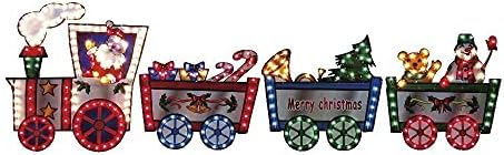 Holiday Home 118inch Lighted Christmas Train Sculpture Decoration Pre Lit Display Outdoor Christmas Yard Decoration Garden Yard Art Holiday Winter Display