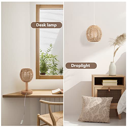 Retro Rattan Woven Pendant Light Cover:2 Pcs Rope Lampshade Wicker Pendant Light Shade For Pendant Light, Lamp Holder, Ceiling Fan Light Bulb #TOP7
