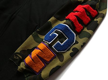 Camouflage shark jacket men's fall and winter cardigan zipper embroidery hooded sweater large size couple models - Image 4
