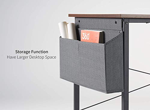 Cubiker Computer Desk 55 Inch Home Office Writing Study Desk, Modern Simple Style Laptop Table With Storage Bag, Walnut #TOP3