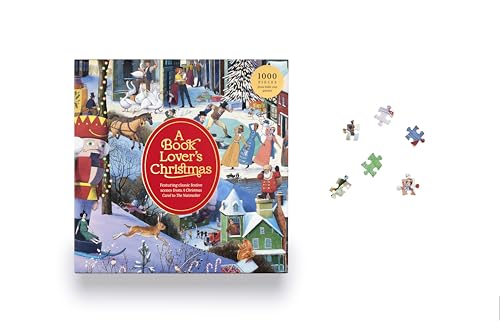 Rompecabezas de 1000 piezas A Book Lover's Christmas con ilustraciones de escenas navideñas literarias y personajes favoritos miniatura 3