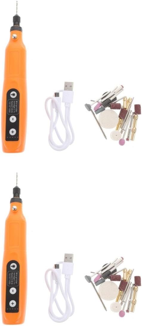 NUOBESTY 2sets Mini Polishing Rotary Tool Speed Usb Charging Led Light Cordless Design for Sanding Polishing Grinding Portable Lightweight Electric Tool for Crafts Nail Care